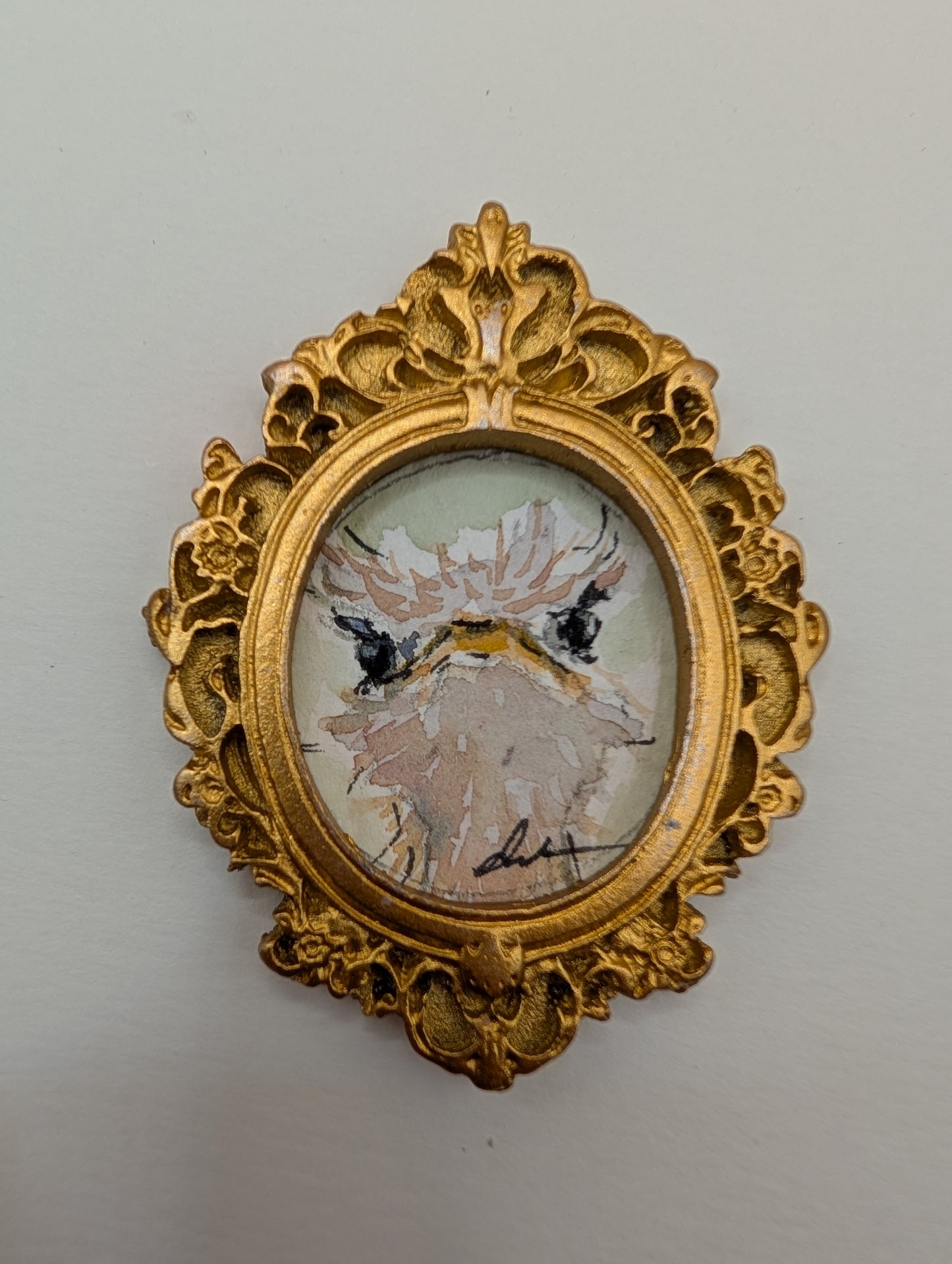 Mini Ostrich Painting - Original Watercolor Art by Lora Cavallin