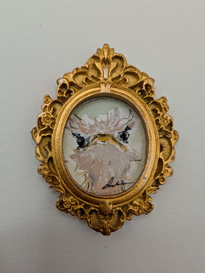 Mini Ostrich Painting - Original Watercolor Art by Lora Cavallin