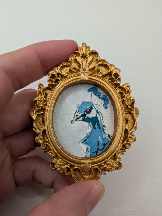 Mini Peacock Painting - Original Watercolor Art by Lora Cavallin