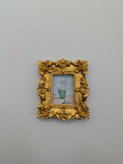 Mini Cup of Coffee Painting - Original Watercolor Art by Lora Cavallin