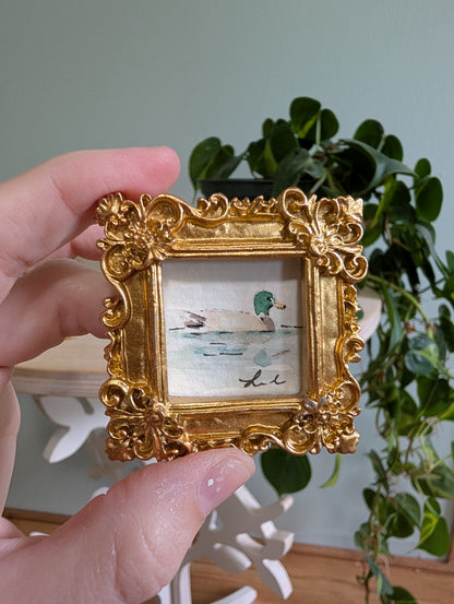Mini Duck Painting - Original Watercolor Art by Lora Cavallin