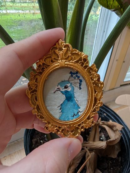 Mini Peacock Painting - Original Watercolor Art by Lora Cavallin
