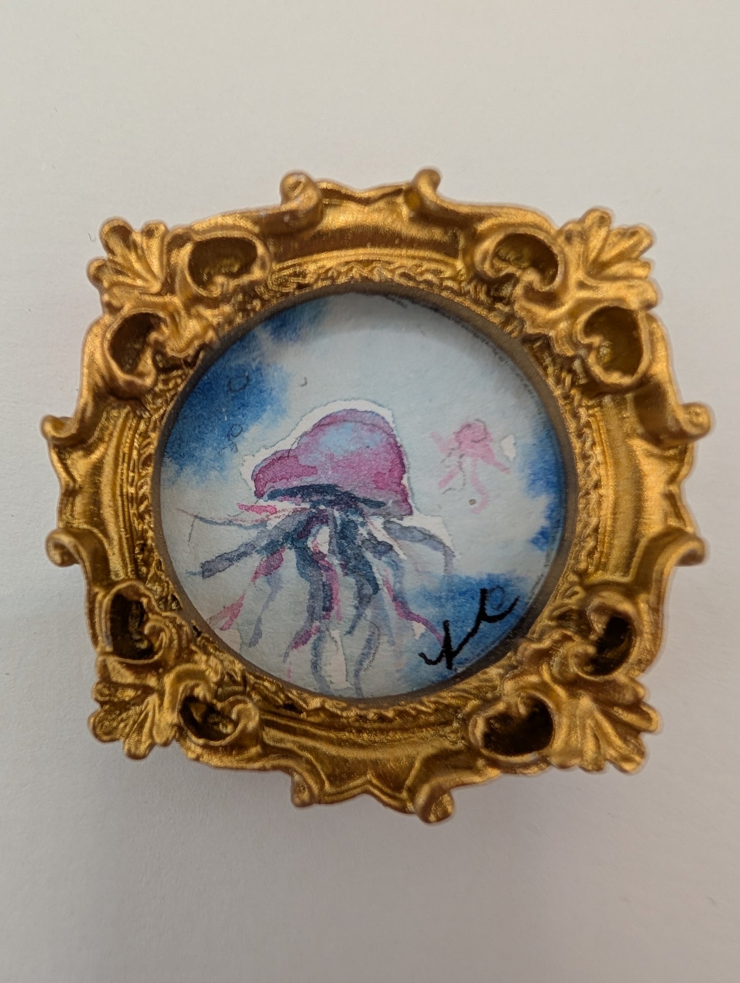 Mini Jellyfish Painting - Original Watercolor Art by Lora Cavallin