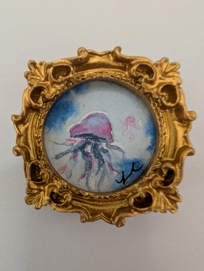 Mini Jellyfish Painting - Original Watercolor Art by Lora Cavallin