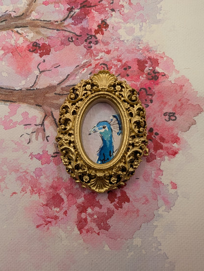 Mini Peacock Painting - Original Watercolor Art by Lora Cavallin