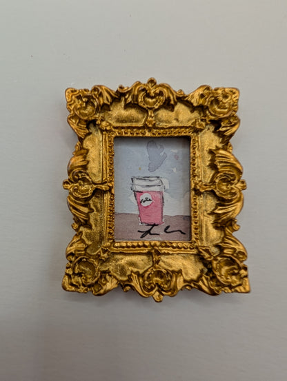 Mini Coffee Cup Painting - Original Watercolor Art by Lora Cavallin