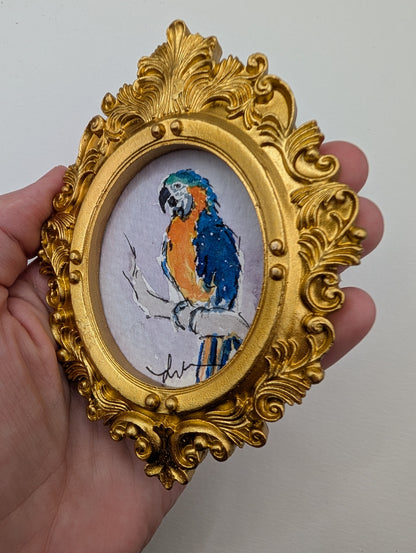 Mini Parrot Painting - Original Watercolor Art by Lora Cavallin