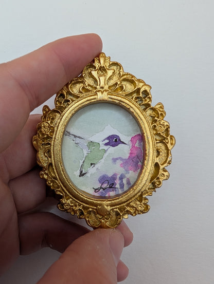 Mini Hummingbird Painting - Original Watercolor Art by Lora Cavallin