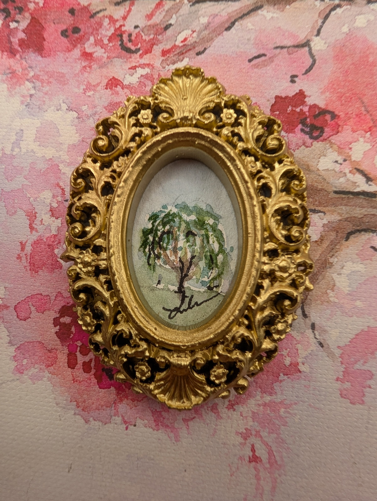 Mini Tree Painting - Original Watercolor Art by Lora Cavallin