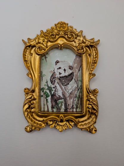 Mini Panda Painting - Original Watercolor Art by Lora Cavallin