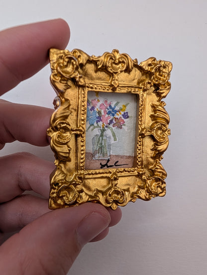 Mini Vase of Flowers Painting - Original Watercolor Art by Lora Cavallin