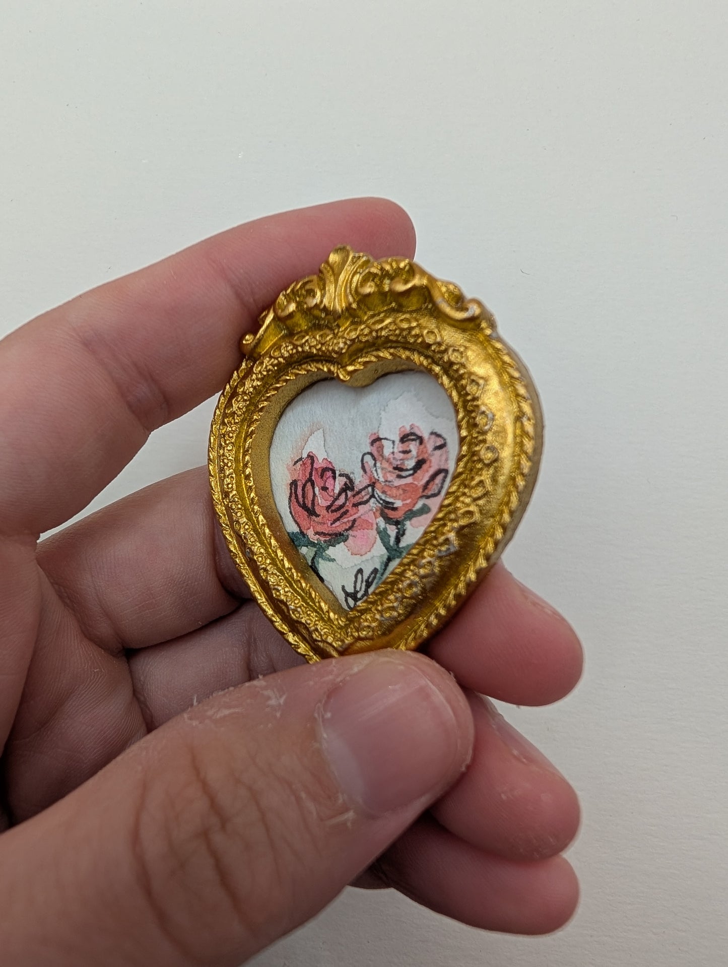 Mini Rose Floral Painting - Original Watercolor Art by Lora Cavallin