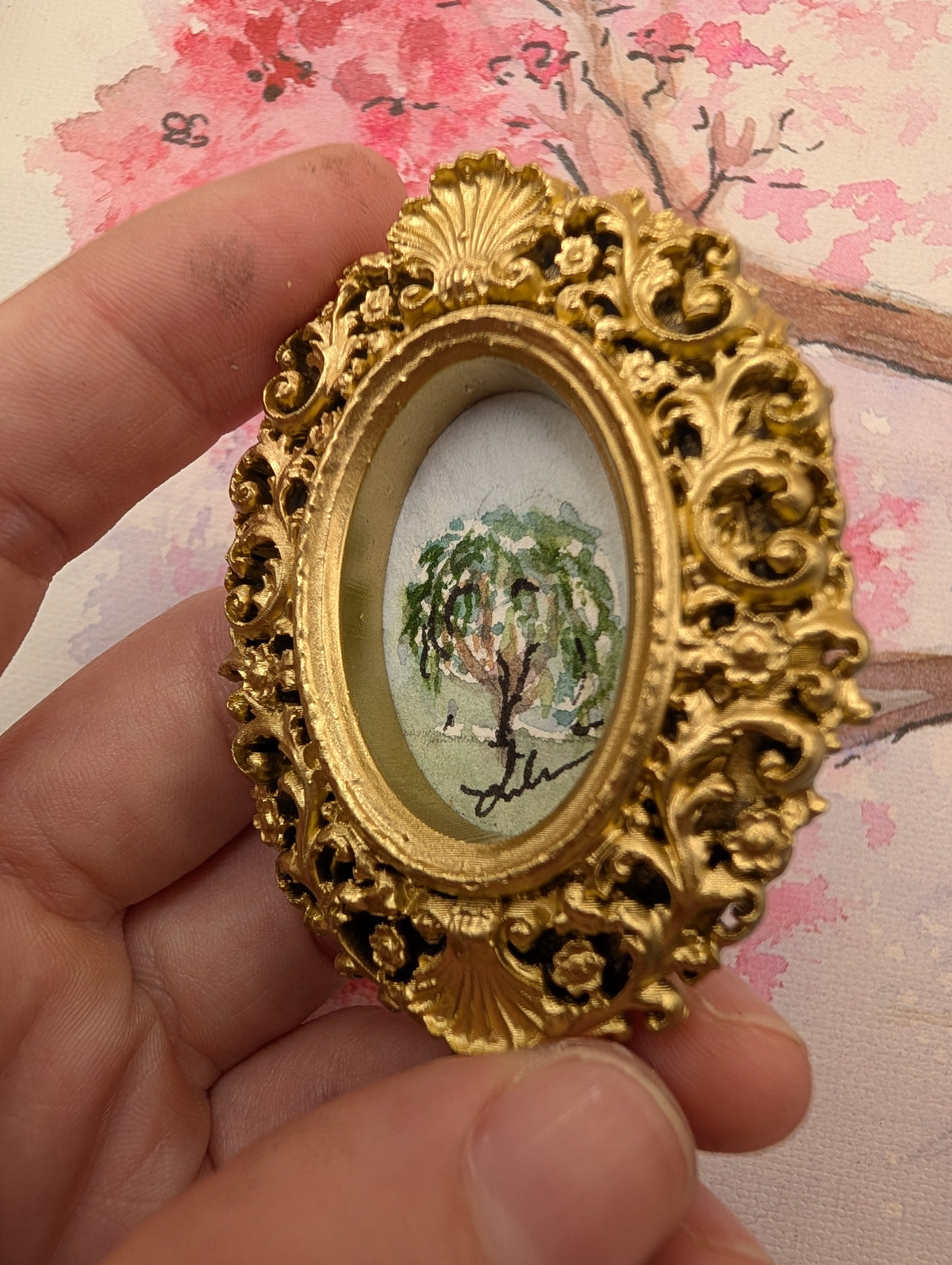 Mini Tree Painting - Original Watercolor Art by Lora Cavallin