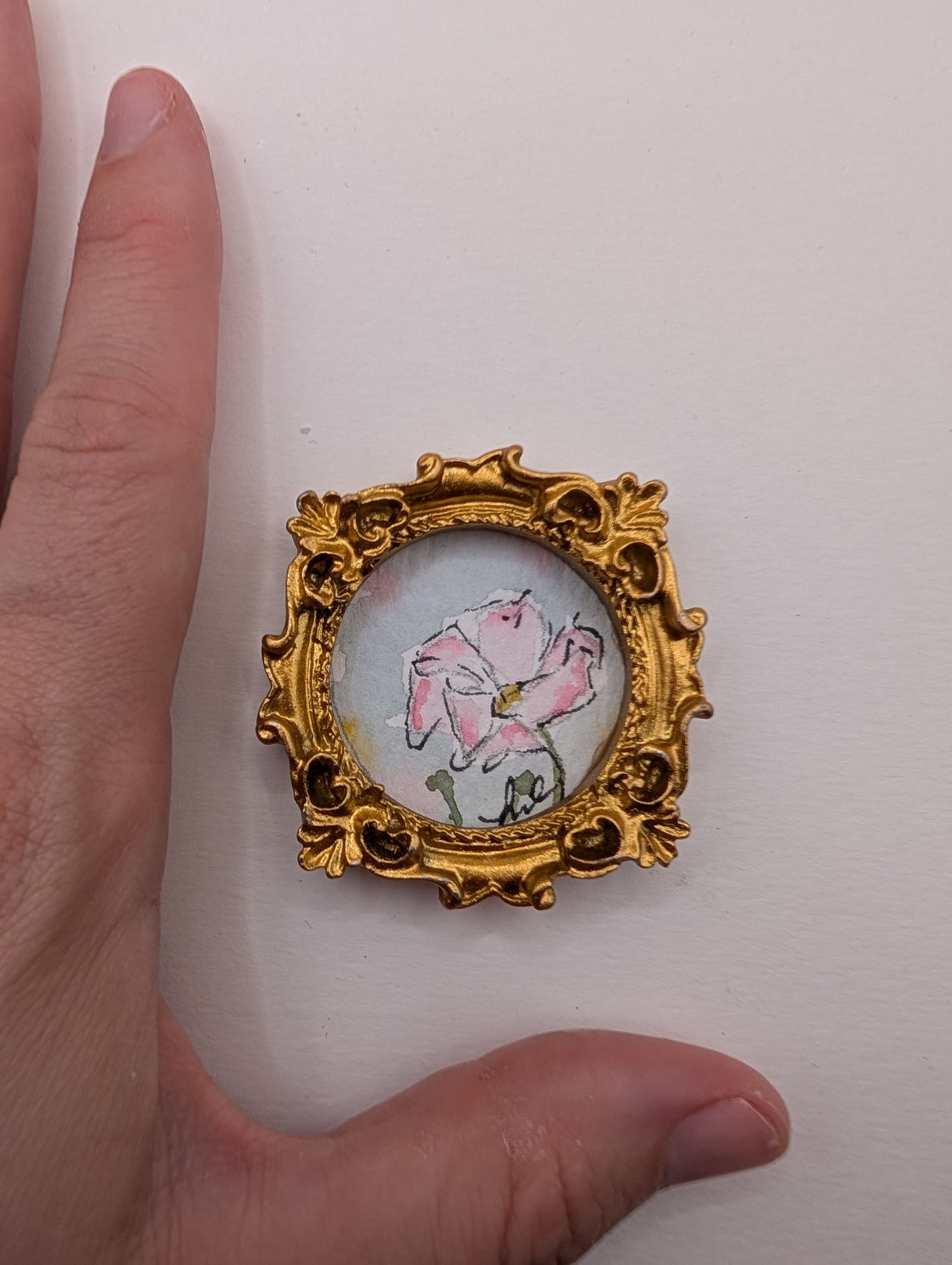 Mini Flower Painting - Original Watercolor Art by Lora Cavallin