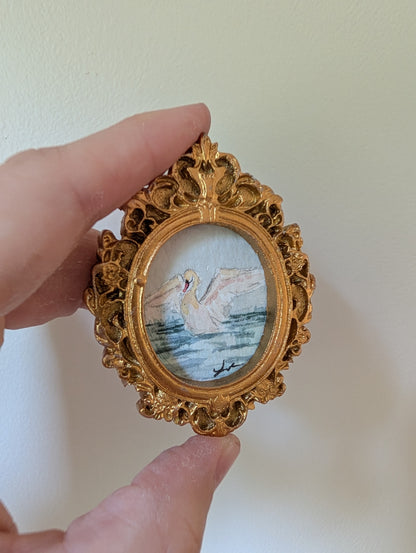 Mini Swan Painting - Original Watercolor Art by Lora Cavallin
