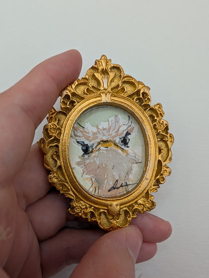 Mini Ostrich Painting - Original Watercolor Art by Lora Cavallin