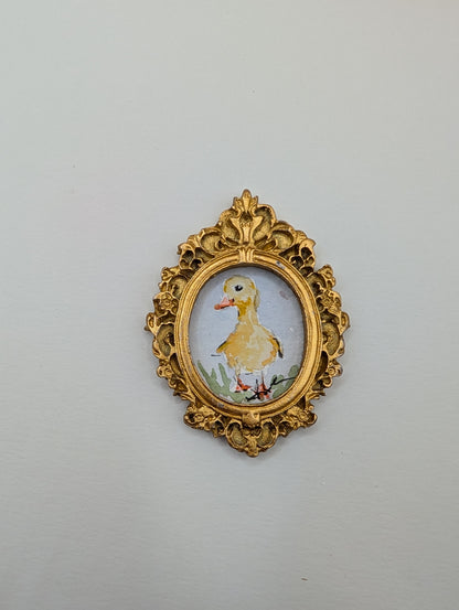 Mini Baby Duck Painting - Original Watercolor Art by Lora Cavallin