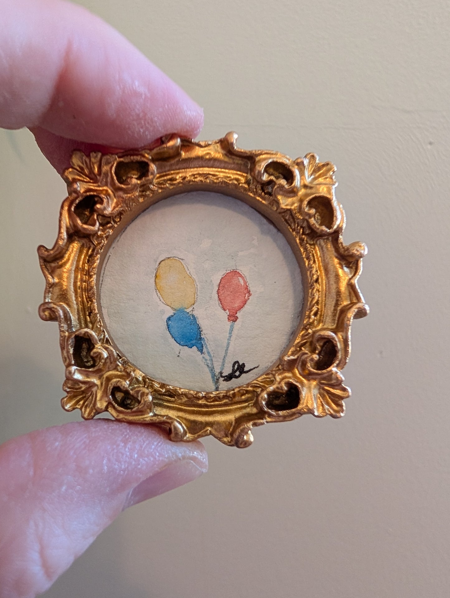 Mini Balloons Painting - Original Watercolor Art by Lora Cavallin