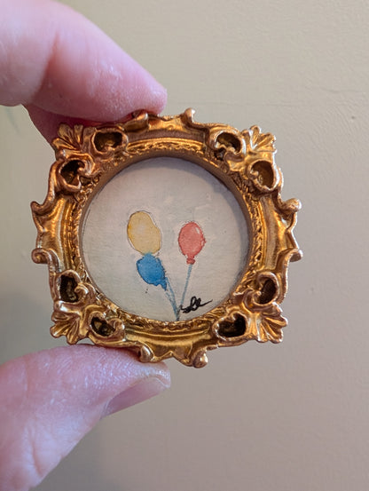 Mini Balloons Painting - Original Watercolor Art by Lora Cavallin