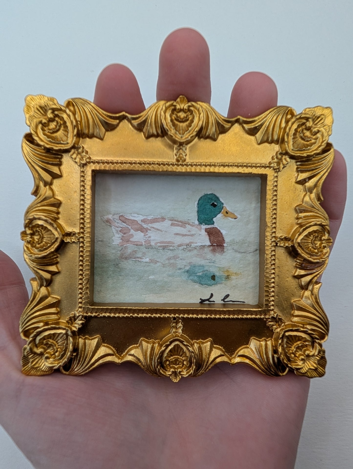 Mini Duck Painting - Original Watercolor Art by Lora Cavallin