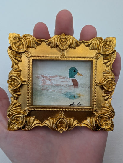 Mini Duck Painting - Original Watercolor Art by Lora Cavallin