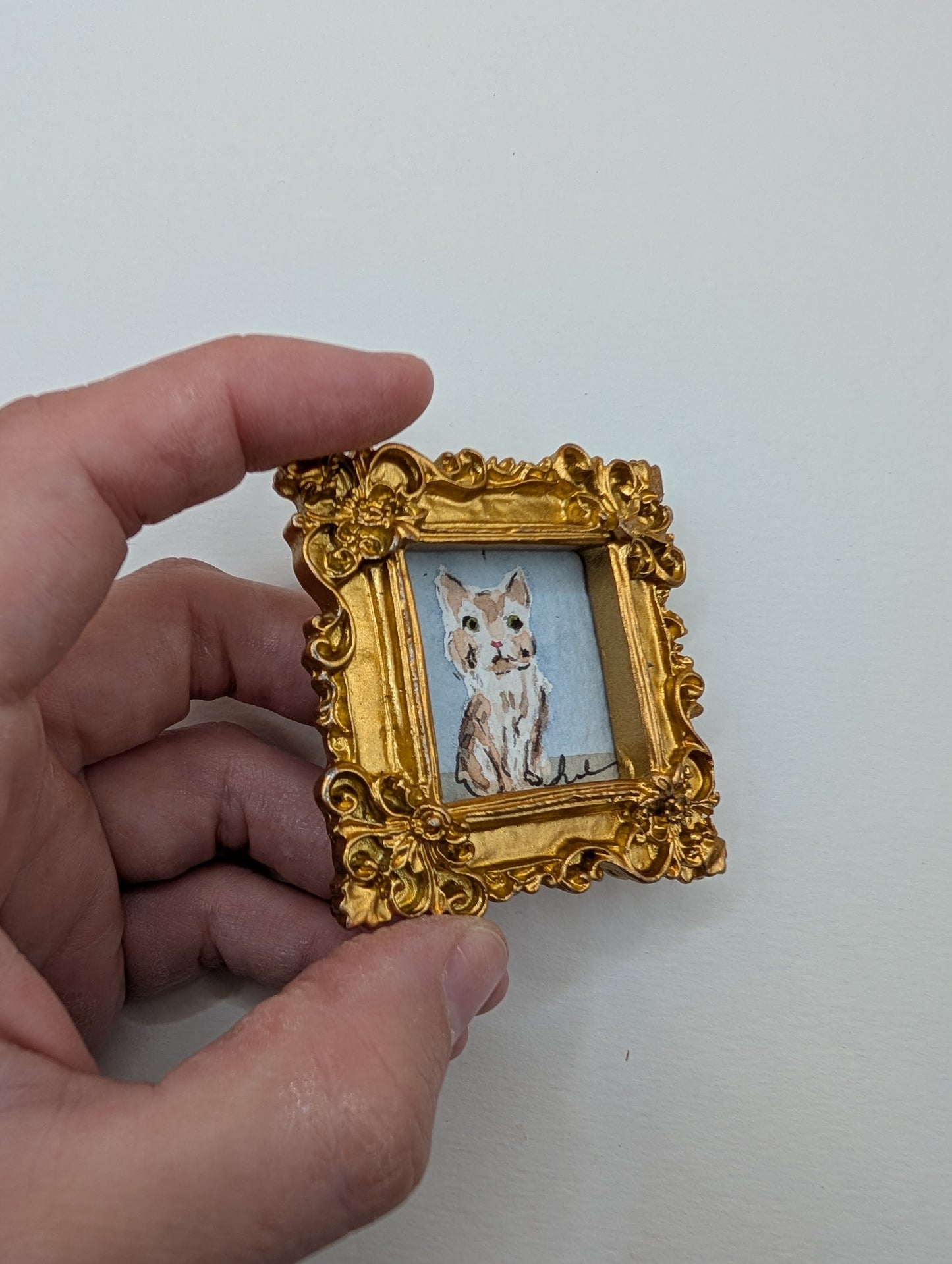 Mini Cat Painting - Original Watercolor Art by Lora Cavallin