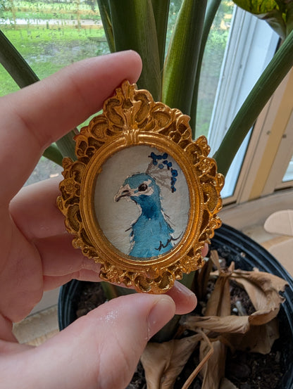 Mini Peacock Painting - Original Watercolor Art by Lora Cavallin