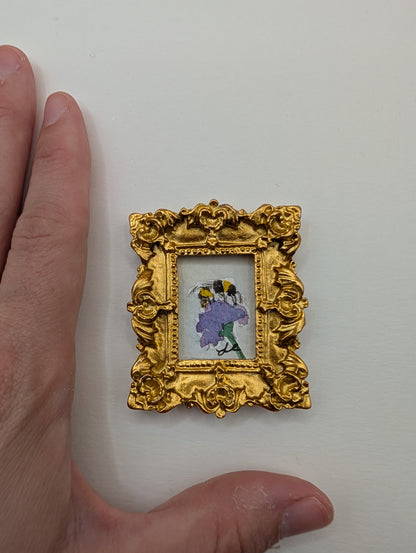 Mini Bee on Flower Painting - Original Watercolor Art by Lora Cavallin