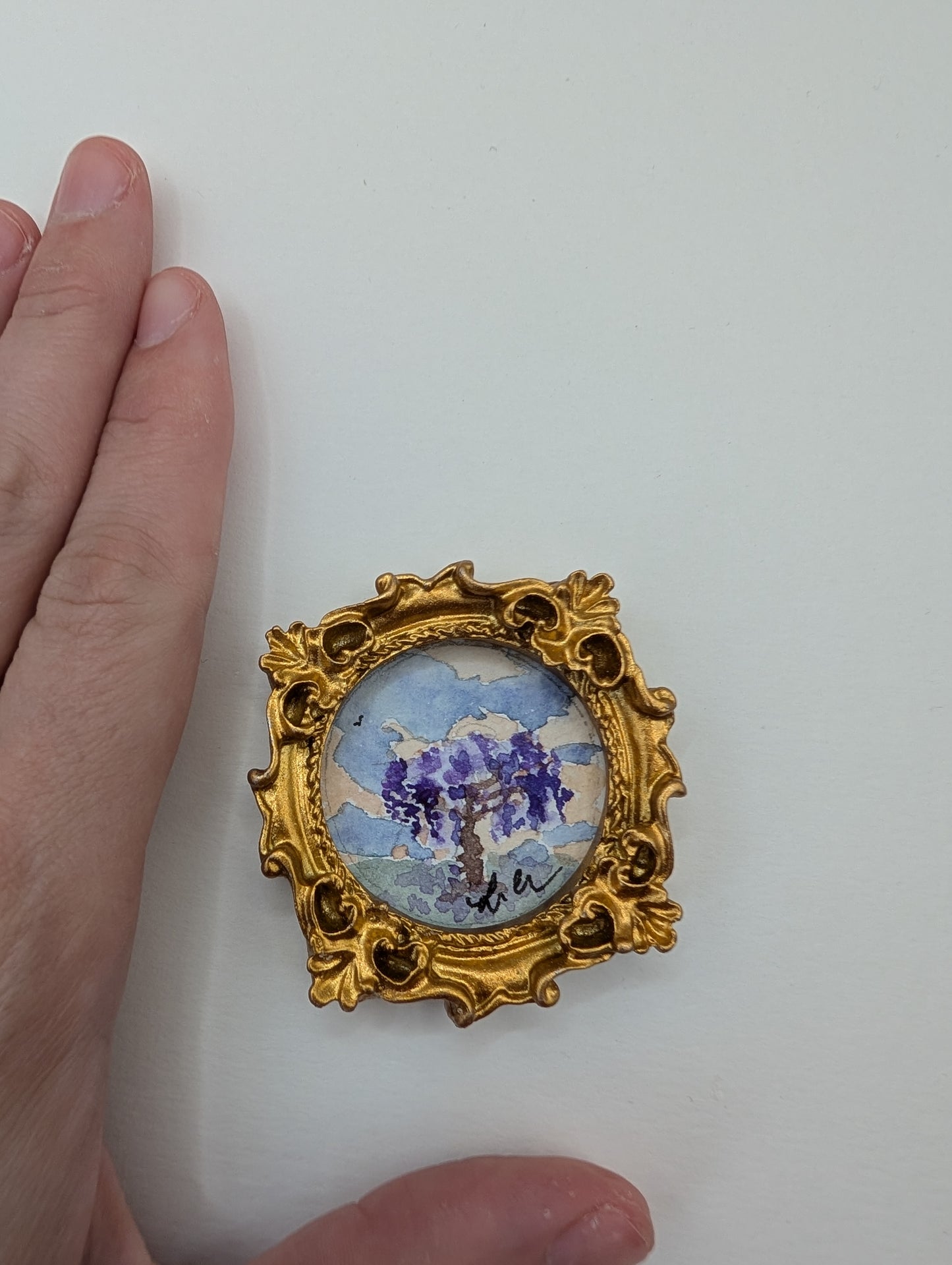 Mini Wisteria Painting - Original Watercolor Art by Lora Cavallin