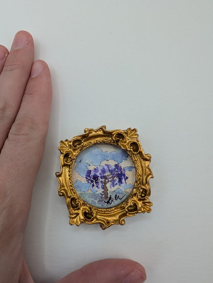 Mini Wisteria Painting - Original Watercolor Art by Lora Cavallin