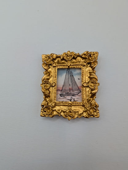 Mini Sailboat Painting - Original Watercolor Art by Lora Cavallin
