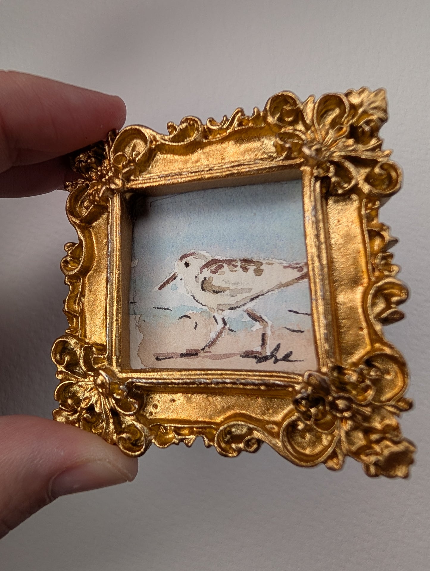 Mini Sandpiper Painting - Original Watercolor Art by Lora Cavallin