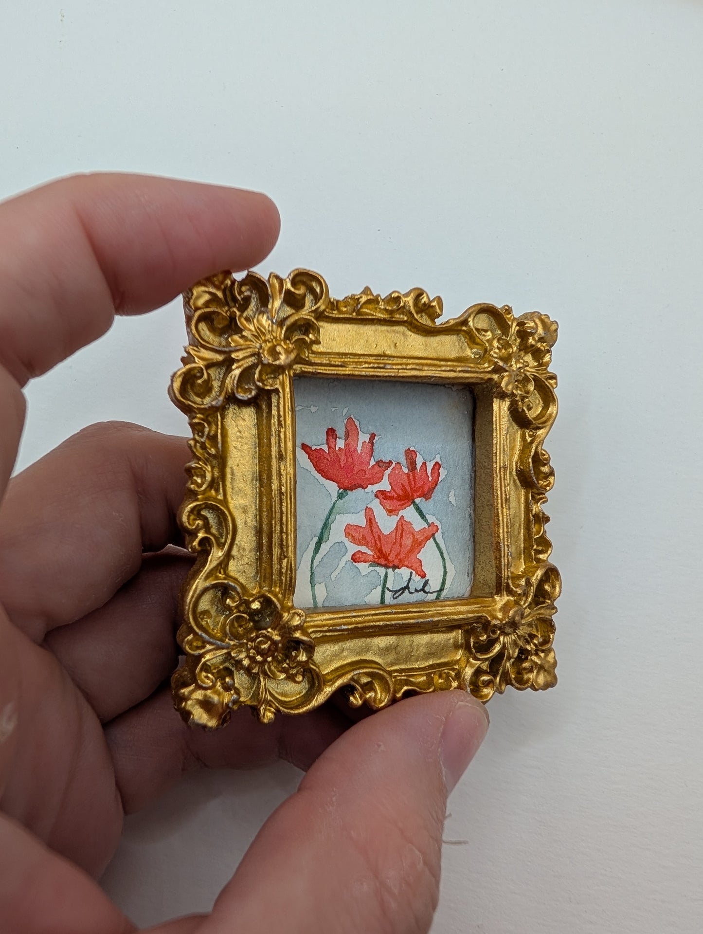 Mini Floral Painting - Original Watercolor Art by Lora Cavallin