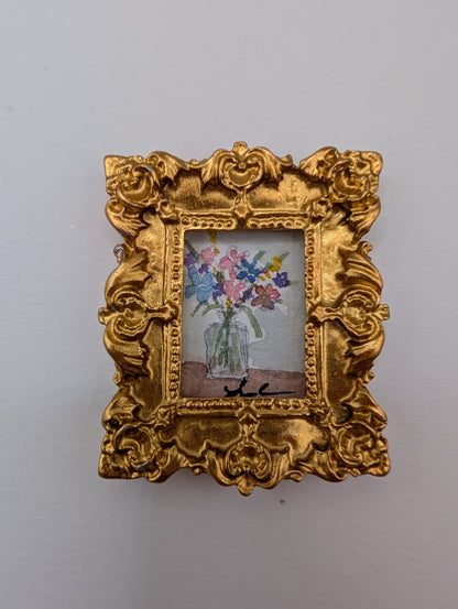 Mini Vase of Flowers Painting - Original Watercolor Art by Lora Cavallin