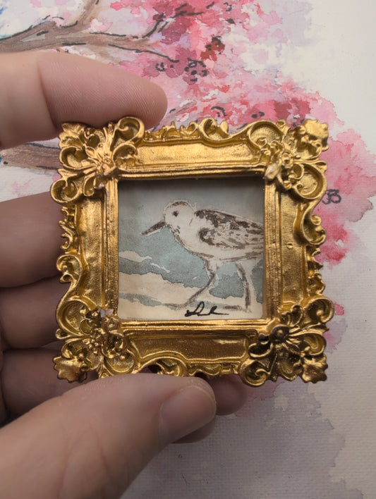 Mini Sandpiper Painting - Original Watercolor Art by Lora Cavallin