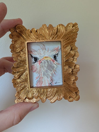 Mini Ostrich Painting - Original Watercolor Art by Lora Cavallin