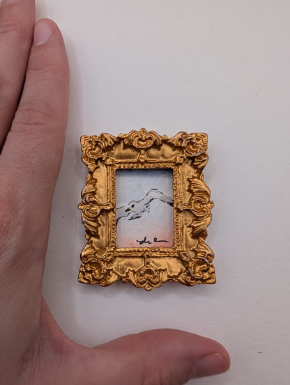 Mini Seagull Painting - Original Watercolor Art by Lora Cavallin