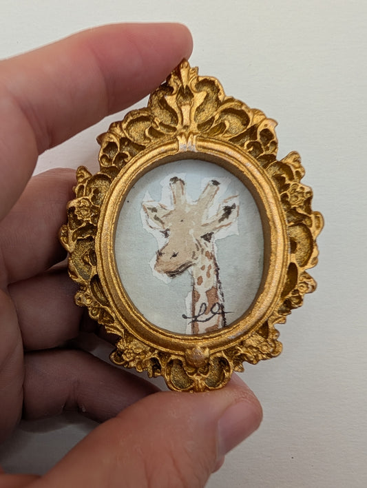 Mini Giraffe Painting - Original Watercolor Art by Lora Cavallin