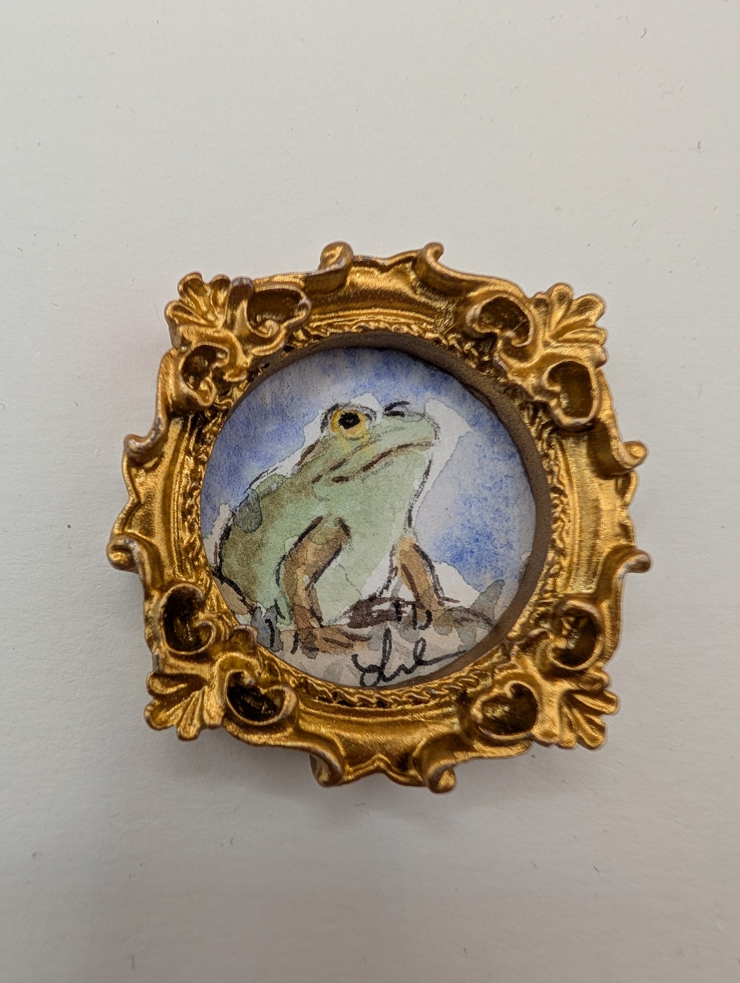 Mini Frog Painting - Original Watercolor Art by Lora Cavallin