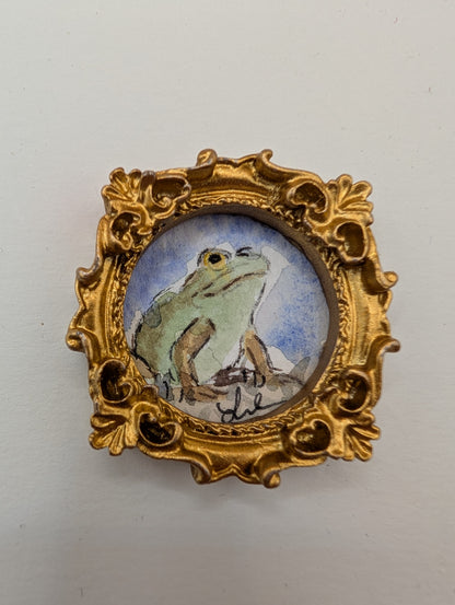 Mini Frog Painting - Original Watercolor Art by Lora Cavallin