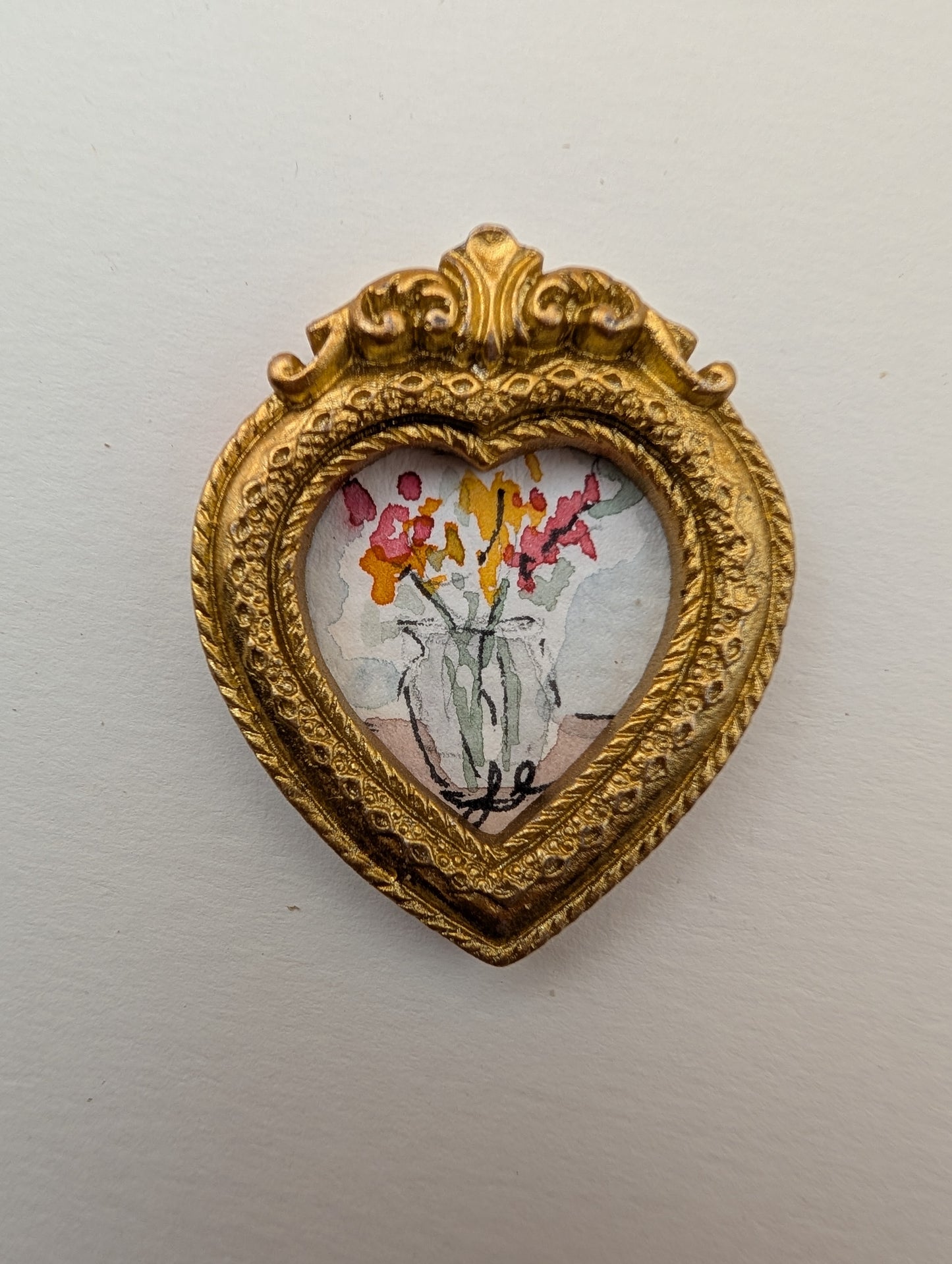 Mini Vase of Flowers Painting - Original Watercolor Art by Lora Cavallin