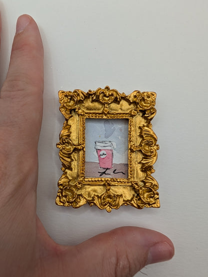 Mini Coffee Cup Painting - Original Watercolor Art by Lora Cavallin