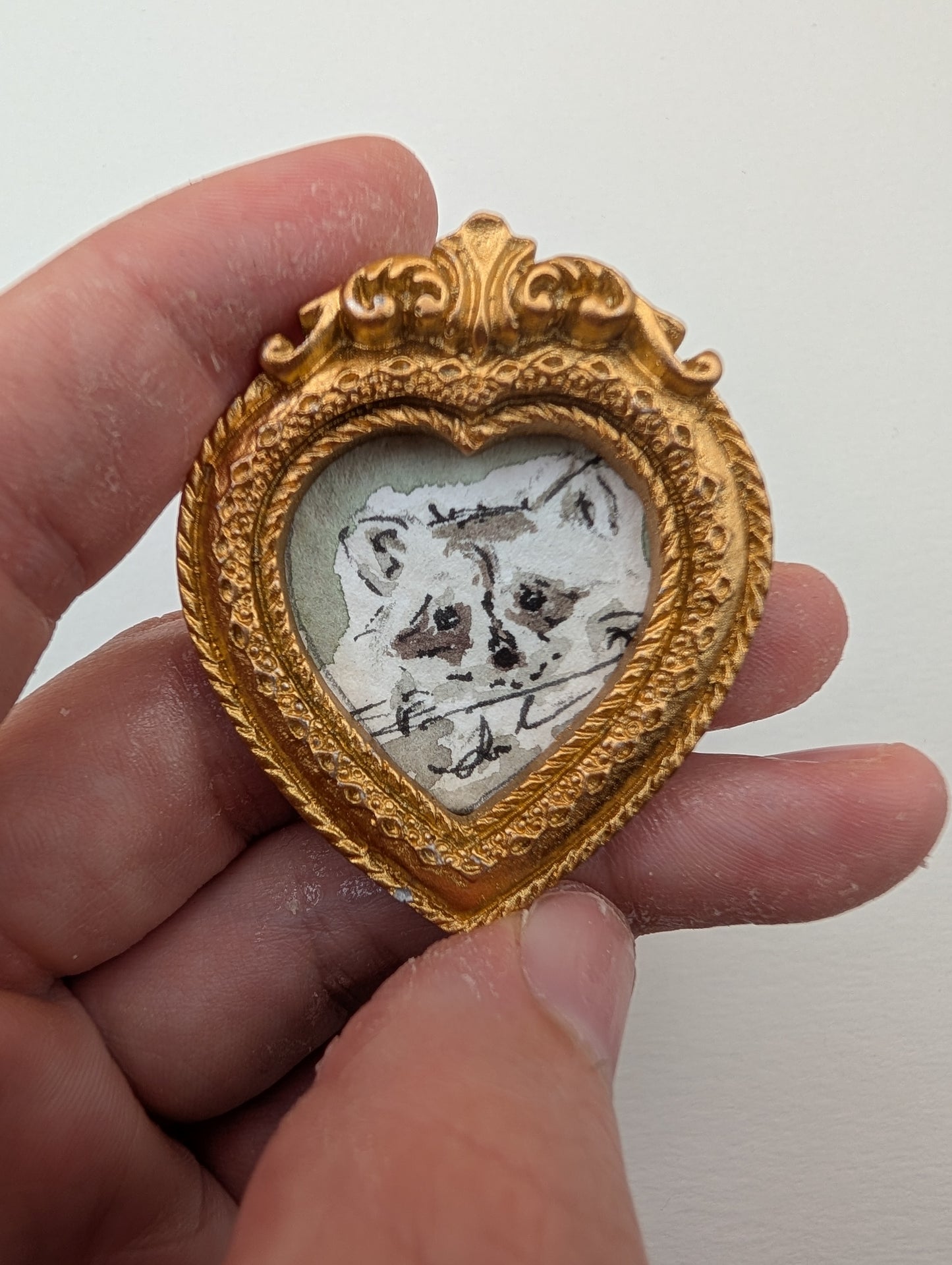 Mini Baby Raccoon Painting - Original Watercolor Art by Lora Cavallin