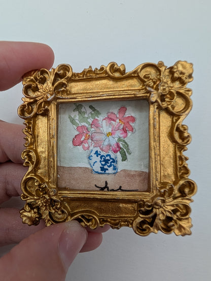Mini Vase of Flowers Painting - Original Watercolor Art by Lora Cavallin