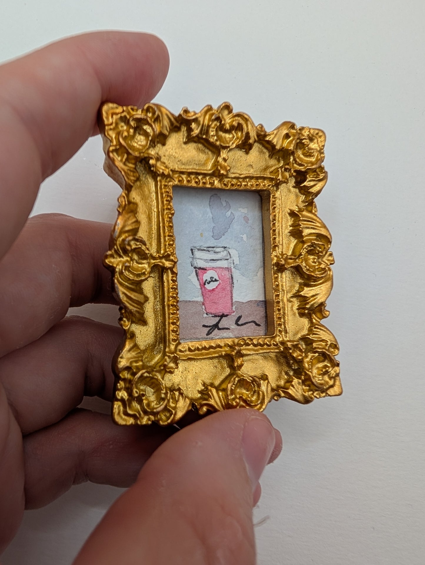Mini Coffee Cup Painting - Original Watercolor Art by Lora Cavallin