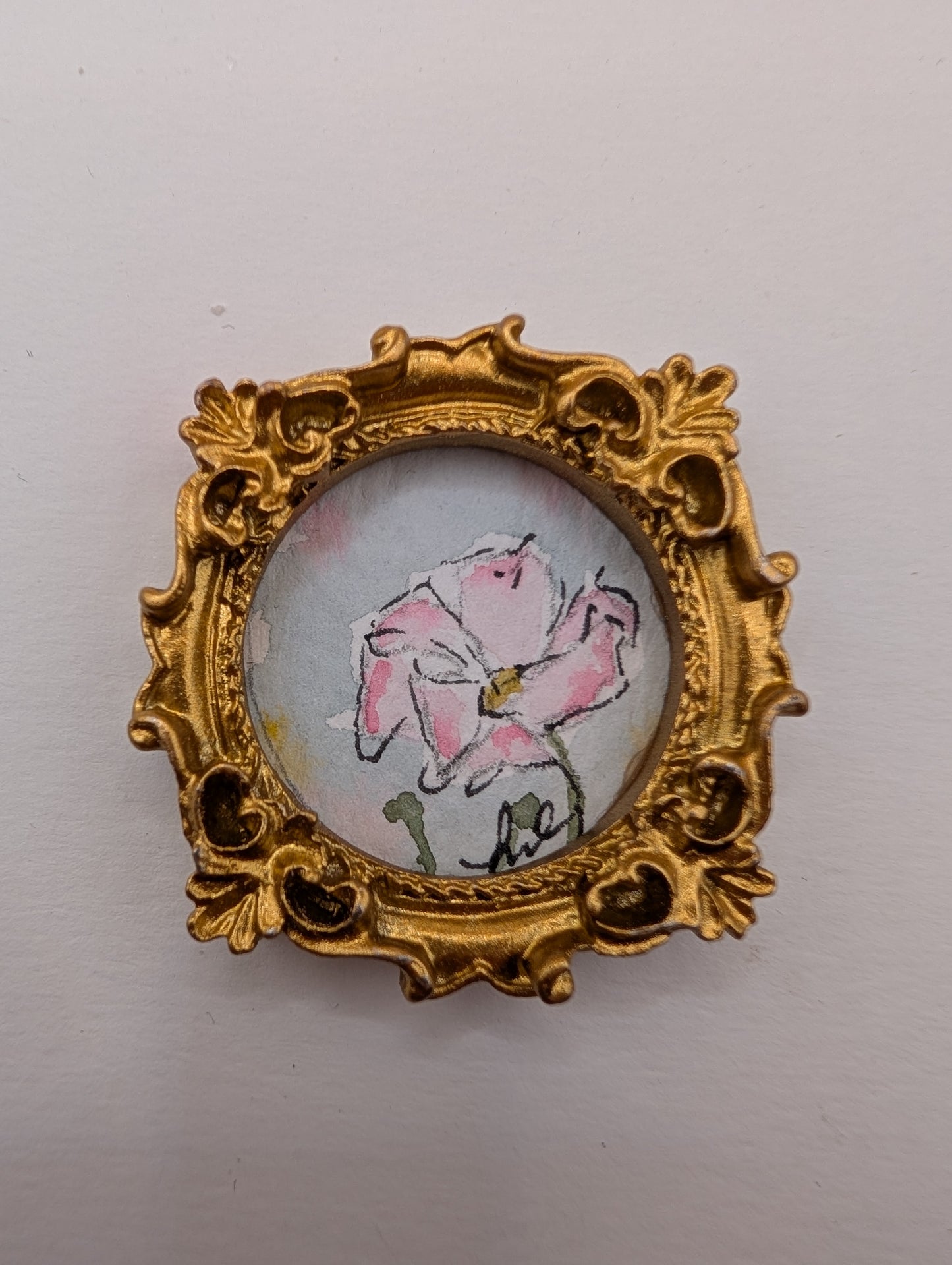Mini Flower Painting - Original Watercolor Art by Lora Cavallin