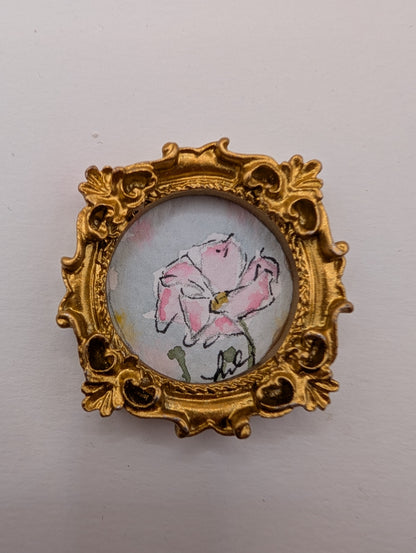 Mini Flower Painting - Original Watercolor Art by Lora Cavallin
