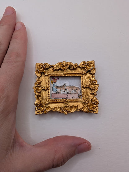 Mini Sleeping Cat Painting - Original Watercolor Art by Lora Cavallin