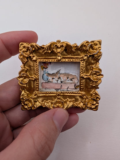 Mini Sleeping Cat Painting - Original Watercolor Art by Lora Cavallin
