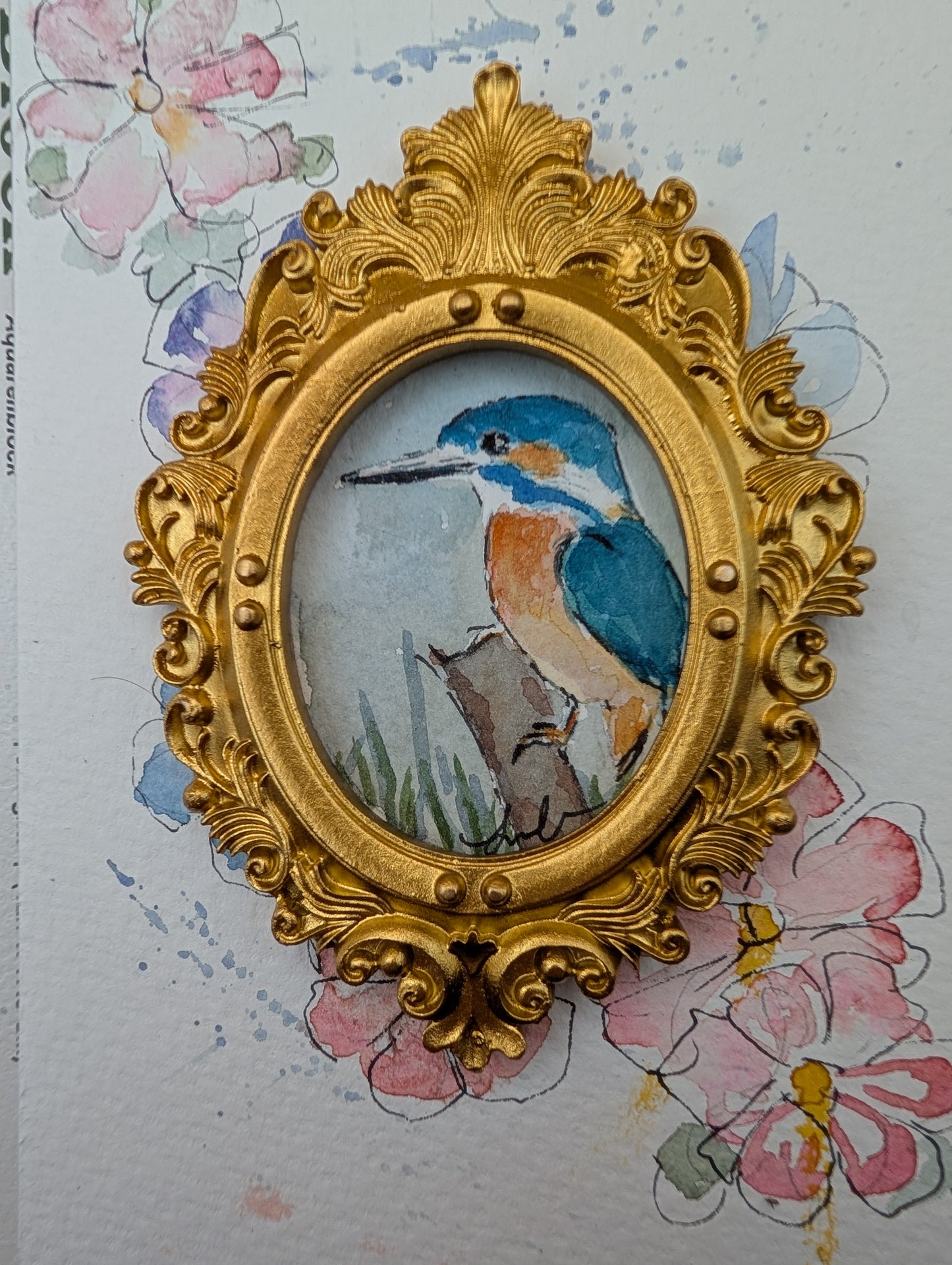 Mini Kingfisher Painting - Original Watercolor Art by Lora Cavallin
